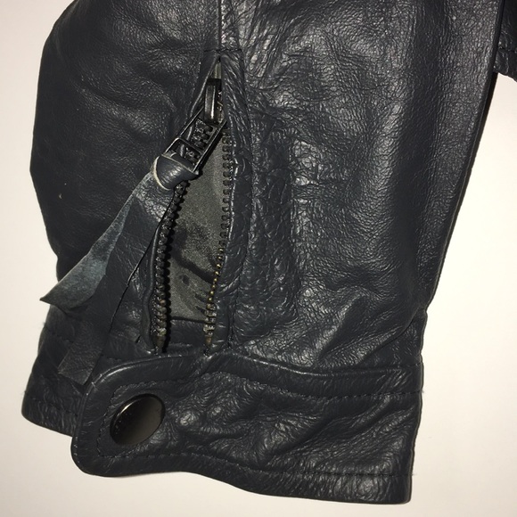 BB Dakota Blue/Gray Leather Moto Jacket, Size L - Picture 3 of 13